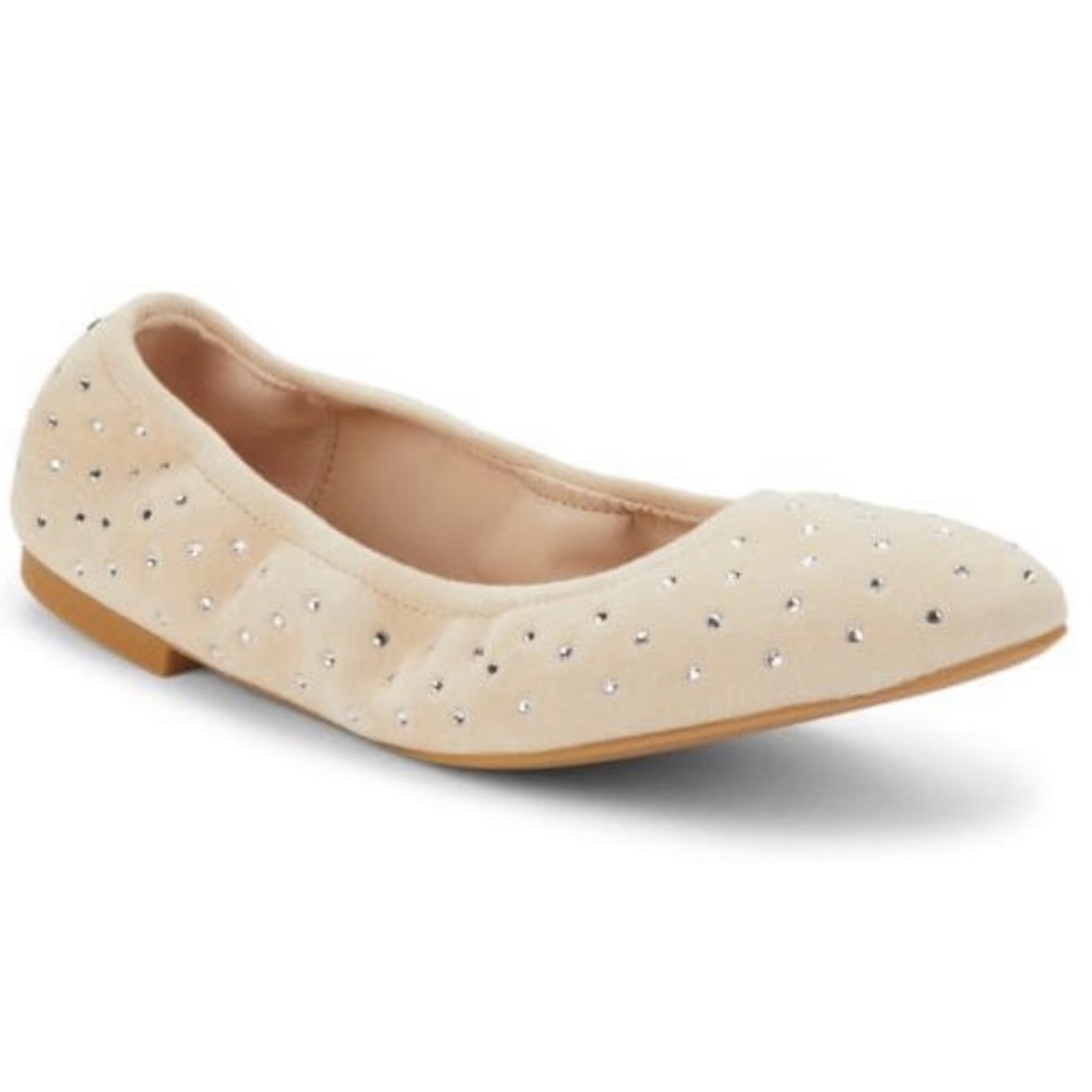 STUART WEITZMAN Bling Embellished Suede Ballet Flats